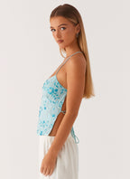 Party Top with Pearls and Spaghetti Straps