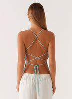 Party Top with Pearls and Spaghetti Straps