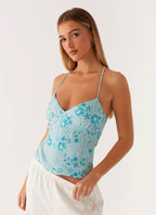 Party Top with Pearls and Spaghetti Straps