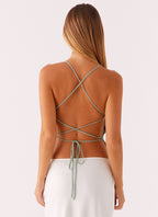 Party Top with Pearls and Spaghetti Straps