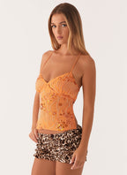 Party Top with Pearls and Spaghetti Straps