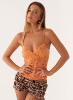 Party Top with Pearls and Spaghetti Straps