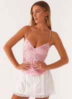 Party Top with Pearls and Spaghetti Straps