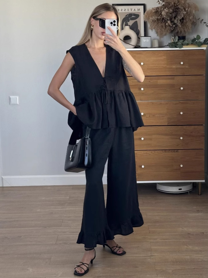 Lace-Up Vest and Pants Set