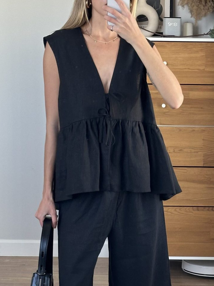 Lace-Up Vest and Pants Set
