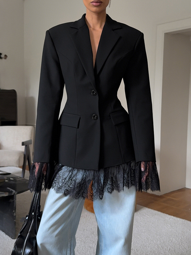 Lace Panel Casual Women’s Blazer