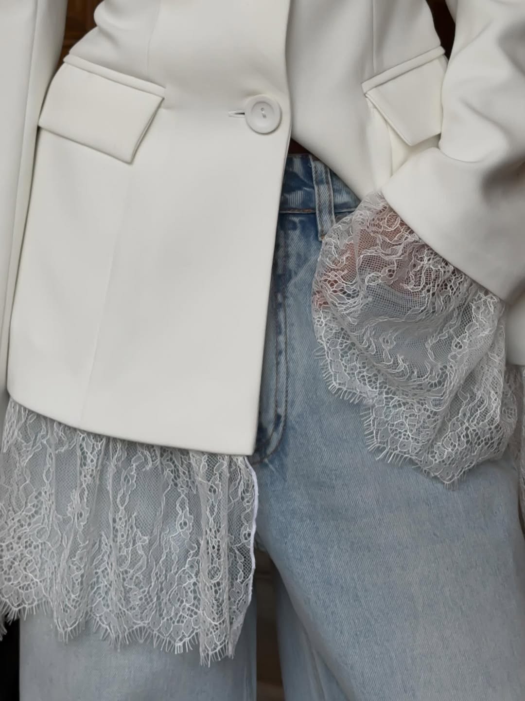 Lace Panel Casual Women’s Blazer