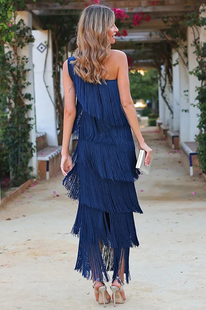 Women's Faux Suede Half Sleeve Mini Dress with Fringe Hem – Fireflystyle