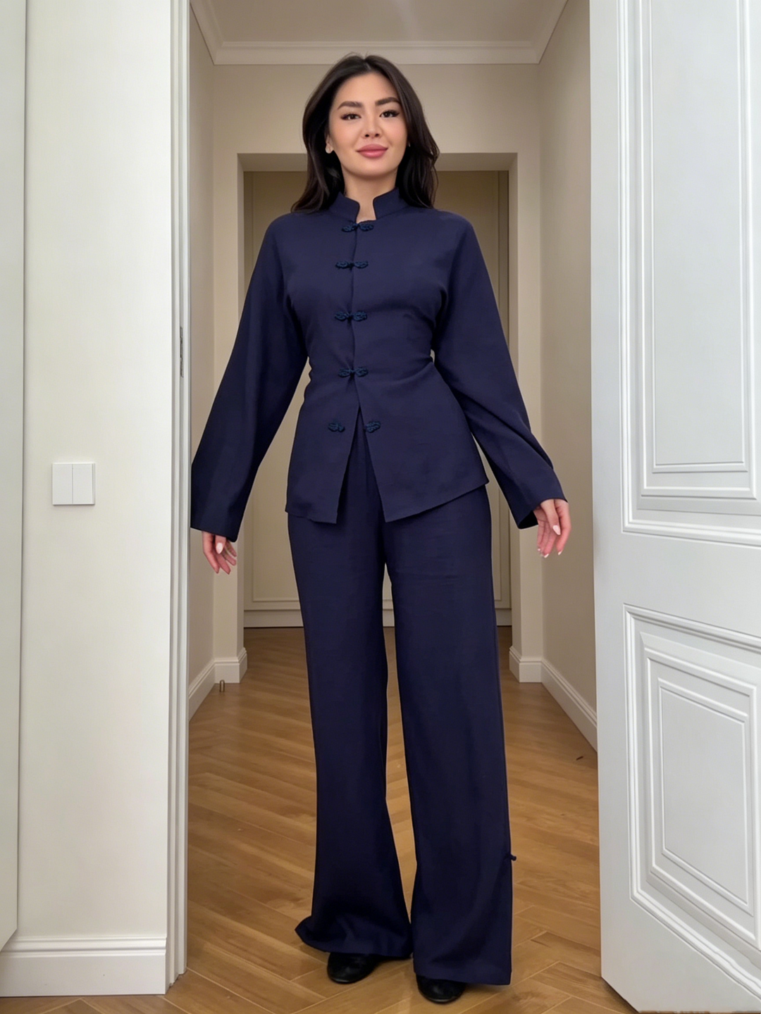 Linen Blend Shirt Two-Piece Set