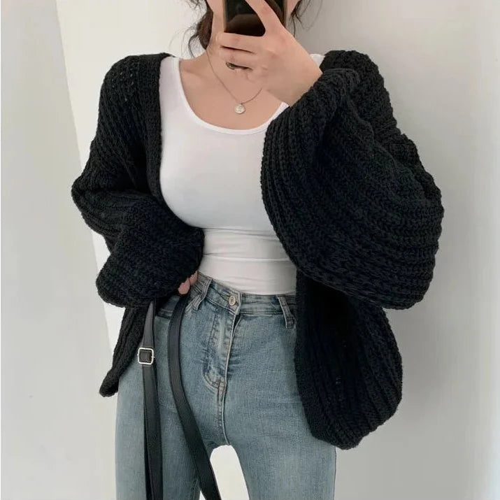 Long-Sleeve Chunky Knit Cardigan