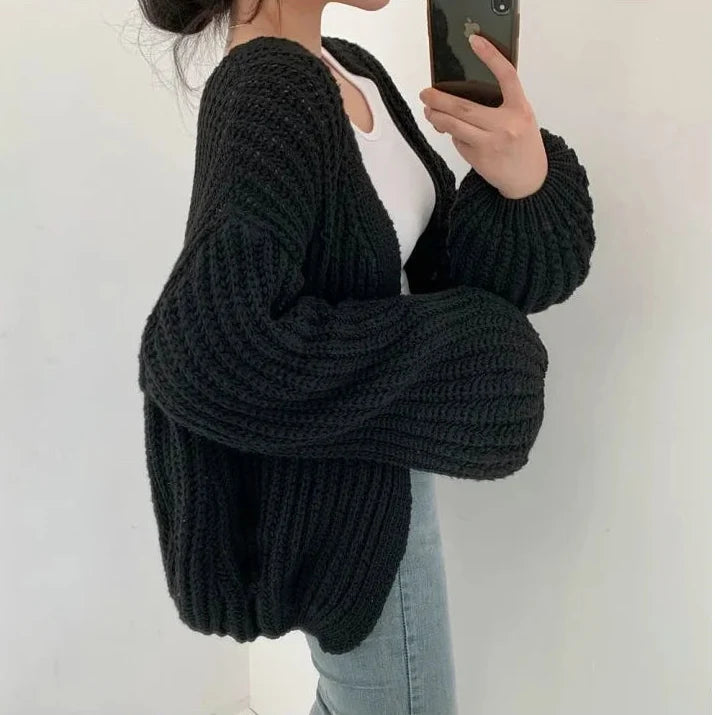 Long-Sleeve Chunky Knit Cardigan