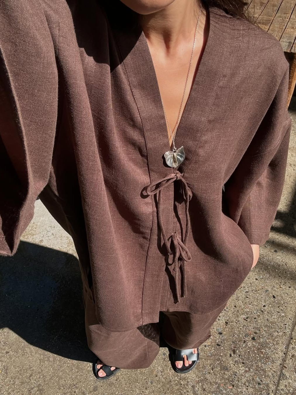 Loose Tie Cotton Linen Set