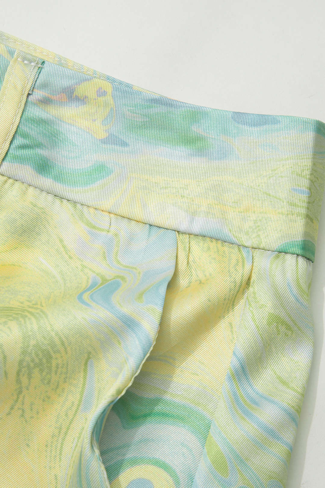 Marble Print Satin Straight Leg Pants