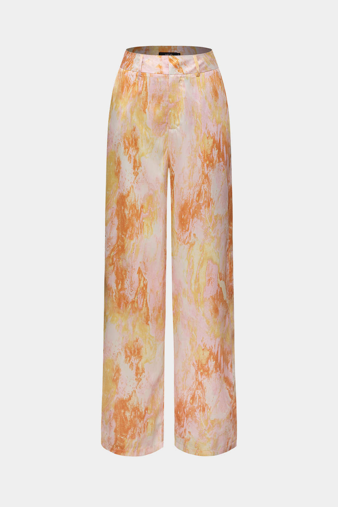 Marble Print Satin Straight Leg Pants