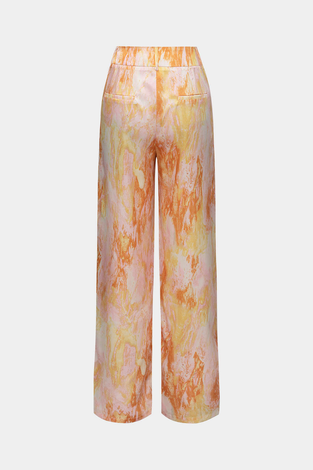 Marble Print Satin Straight Leg Pants