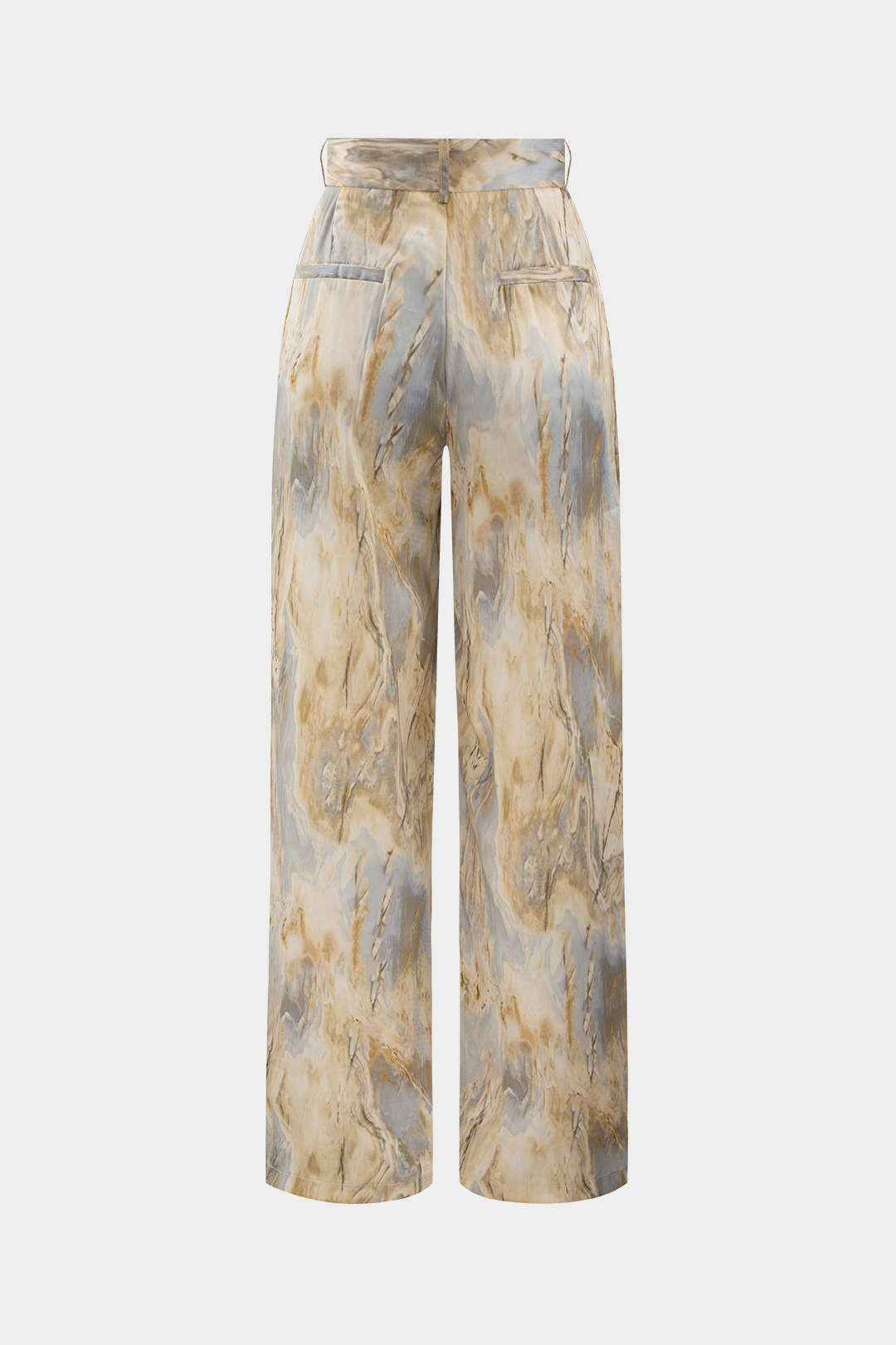 Marble Print Satin Straight Leg Pants