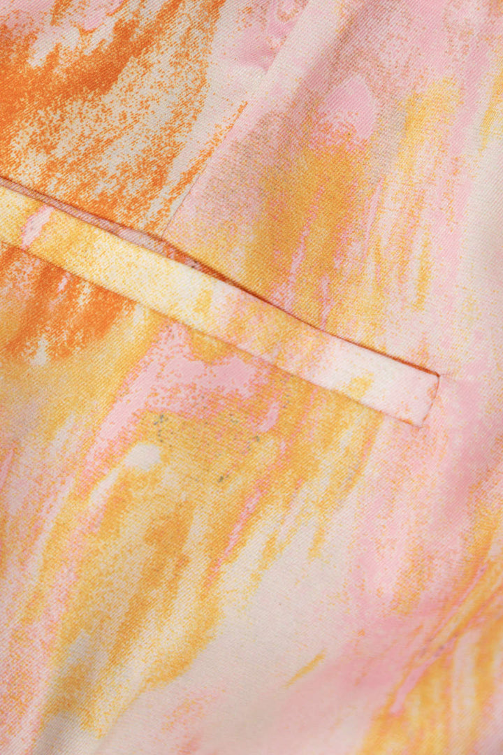 Marble Print Satin Straight Leg Pants