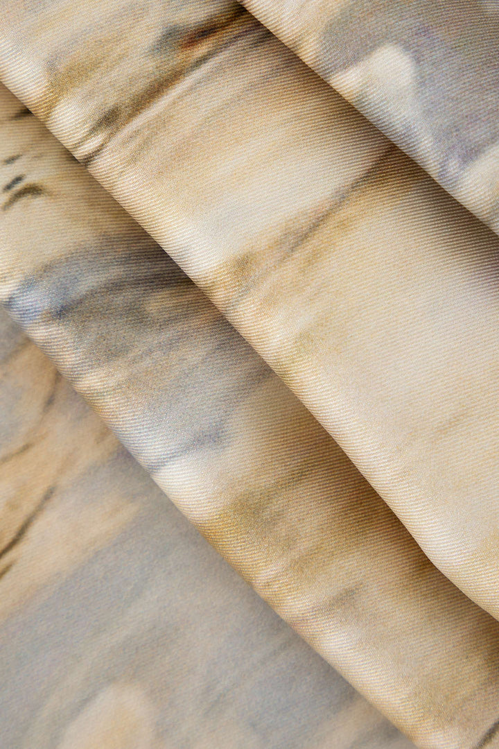 Marble Print Satin Straight Leg Pants
