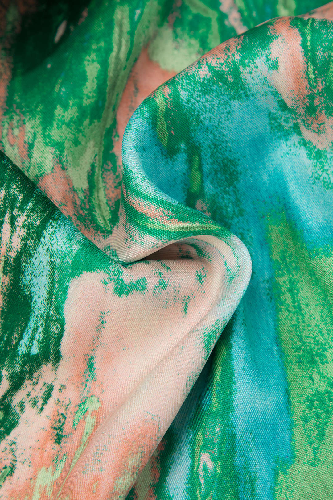 Marble Print Satin Straight Leg Pants