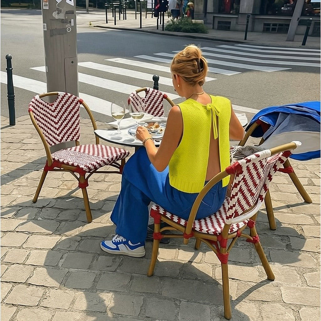 Knitted Summer Top with Open Back for Women