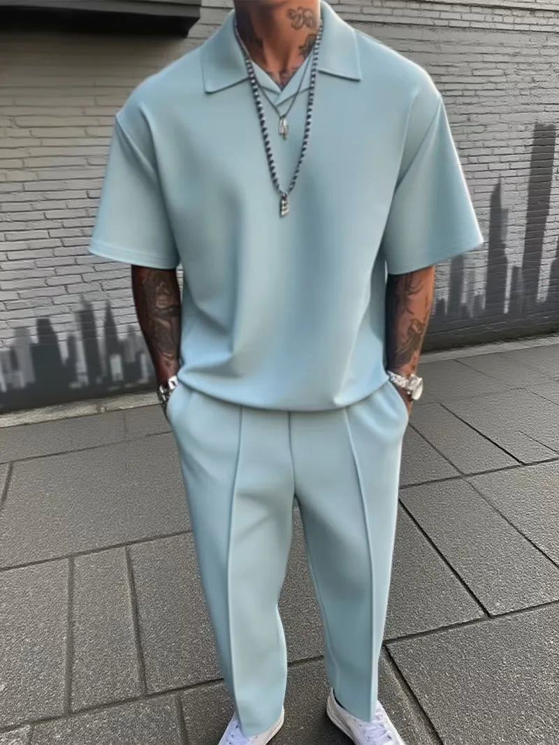 Men’s Casual Polo Trouser Set