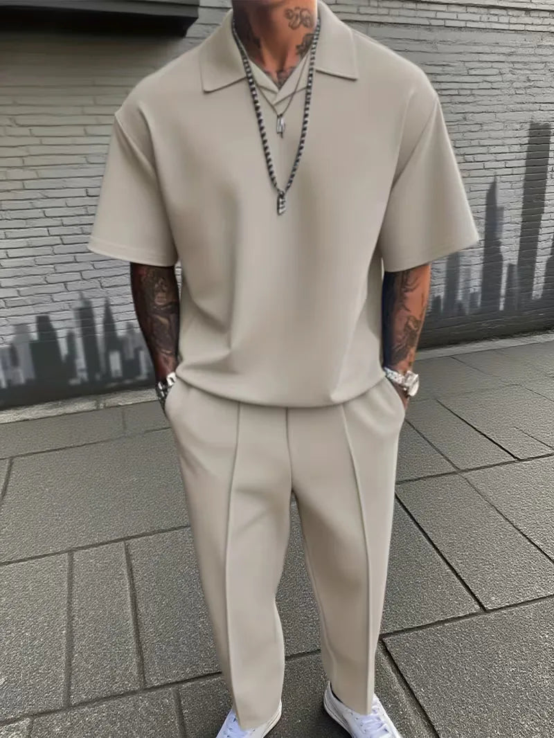 Men’s Casual Polo Trouser Set