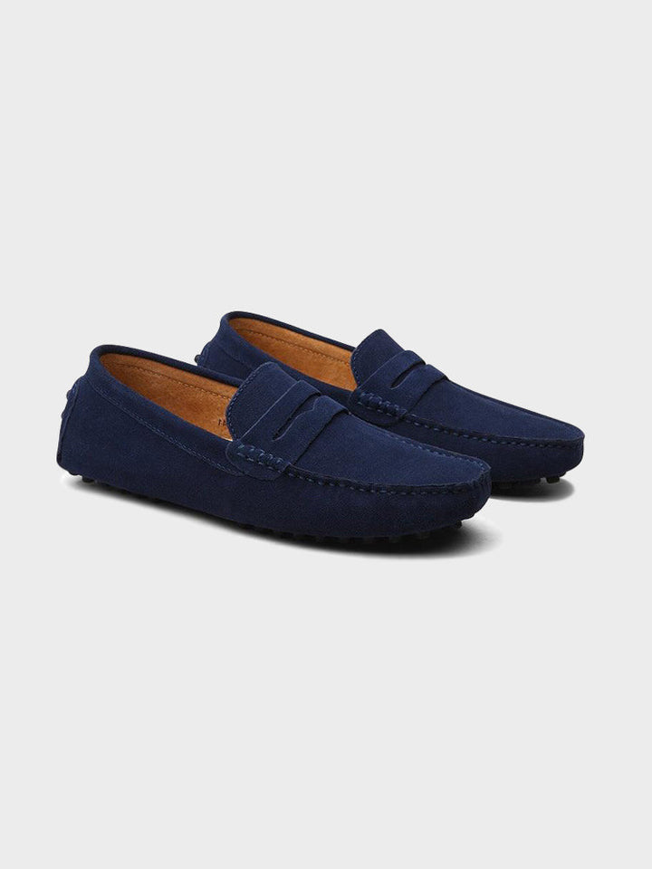 Men’s Suede Penny Loafers with Moc Toe