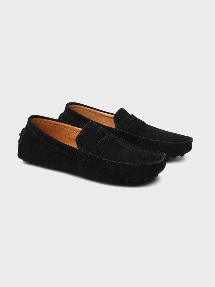 Men’s Suede Penny Loafers with Moc Toe