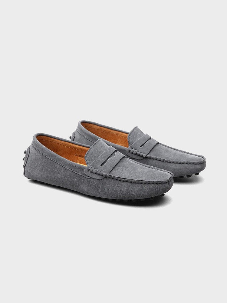 Men’s Suede Penny Loafers with Moc Toe