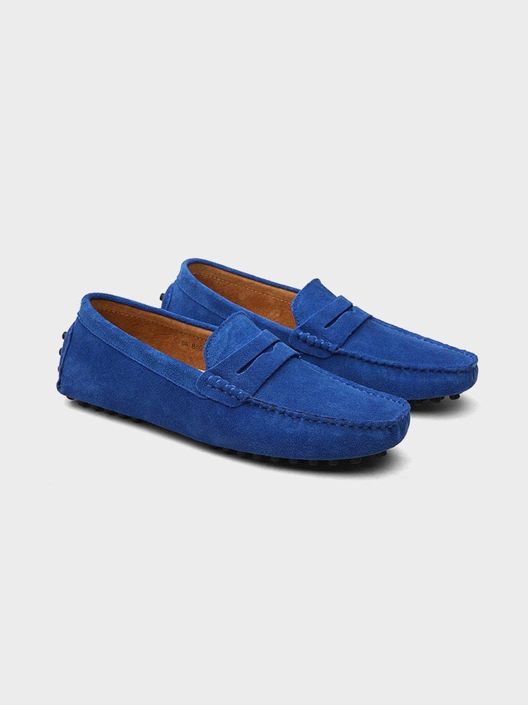 Men’s Suede Penny Loafers with Moc Toe