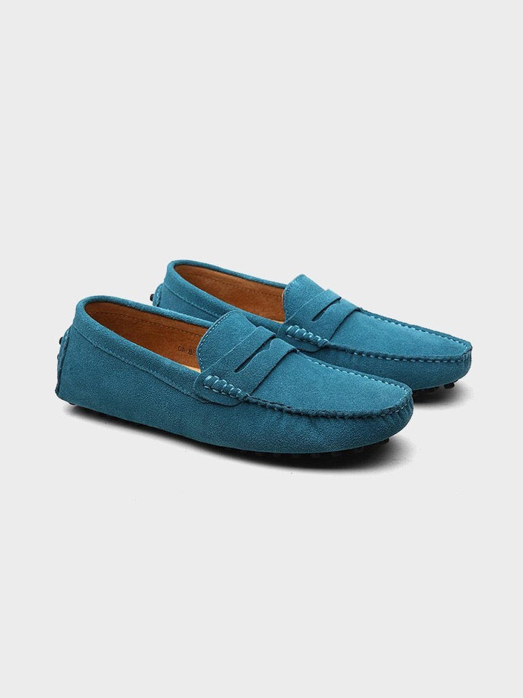Men’s Suede Penny Loafers with Moc Toe