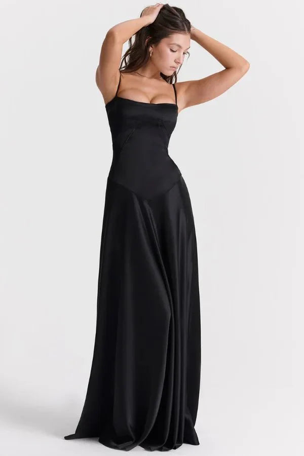 The Silky Satin Corset Maxi Dress