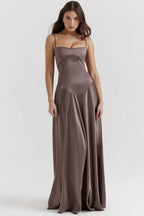 The Silky Satin Corset Maxi Dress