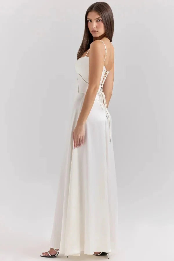 The Silky Satin Corset Maxi Dress