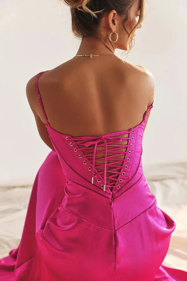 The Silky Satin Corset Maxi Dress