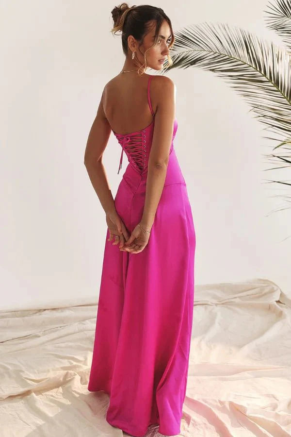 The Silky Satin Corset Maxi Dress