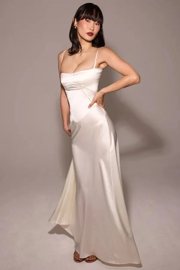 The Silky Satin Corset Maxi Dress