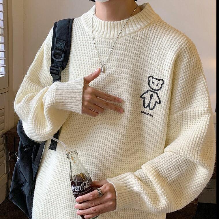 Mock Neck Men’s Bear Sweater