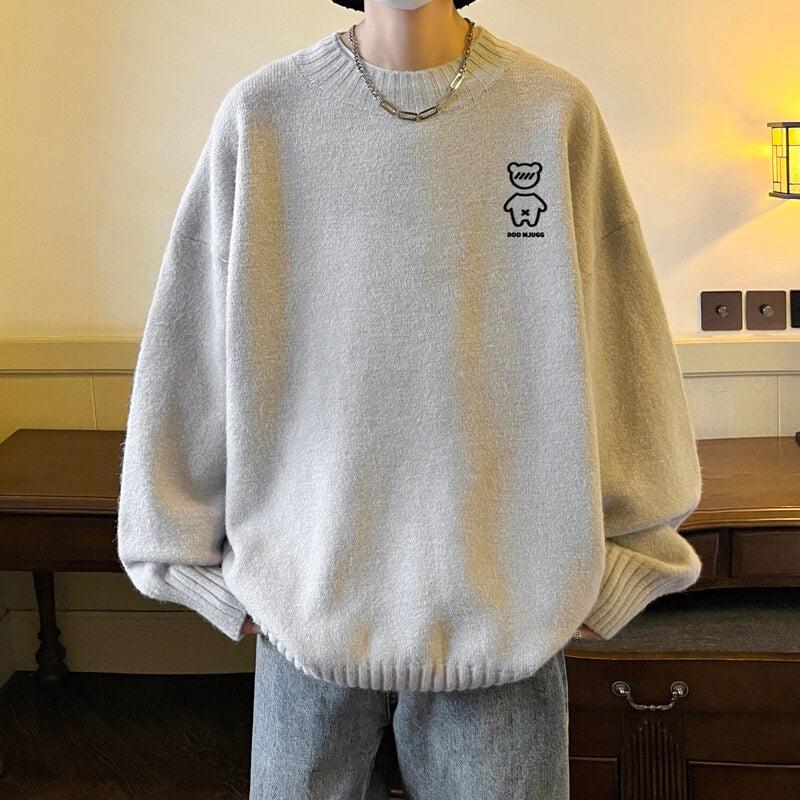 Mock Neck Men’s Bear Sweater