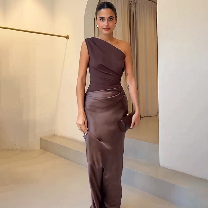 Women's Chic One-Shoulder Evening Dress