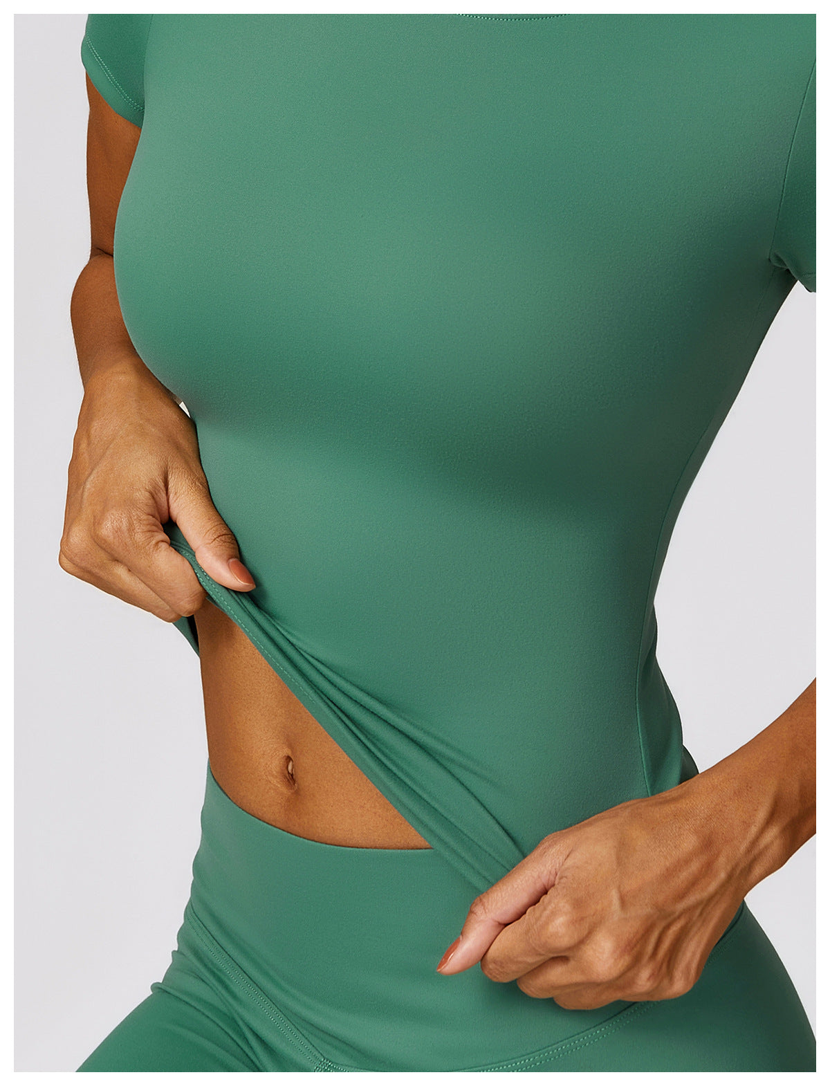 Women's High-Waisted Seamless Gym Set - Short Sleeve & Leggings