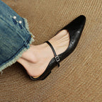 Women Genuine Leather Slip-On Mules