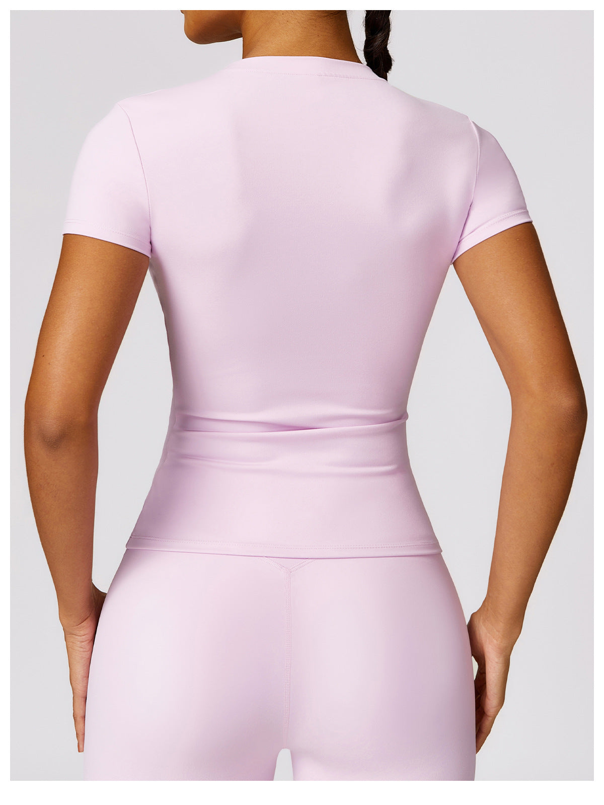 Women's High-Waisted Seamless Gym Set - Short Sleeve & Leggings