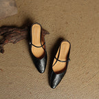 Women Genuine Leather Slip-On Mules