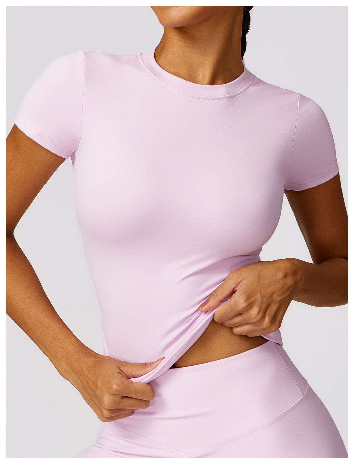 Women's High-Waisted Seamless Gym Set - Short Sleeve & Leggings