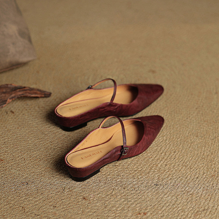 Women Genuine Leather Slip-On Mules
