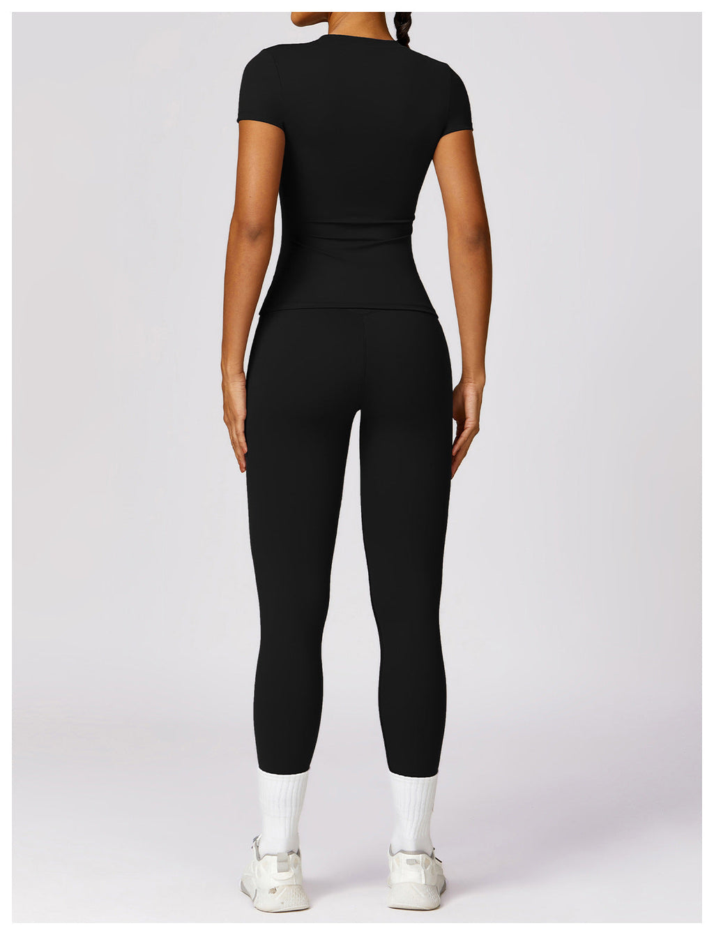 Women's High-Waisted Seamless Gym Set - Short Sleeve & Leggings