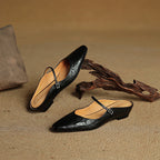 Women Genuine Leather Slip-On Mules