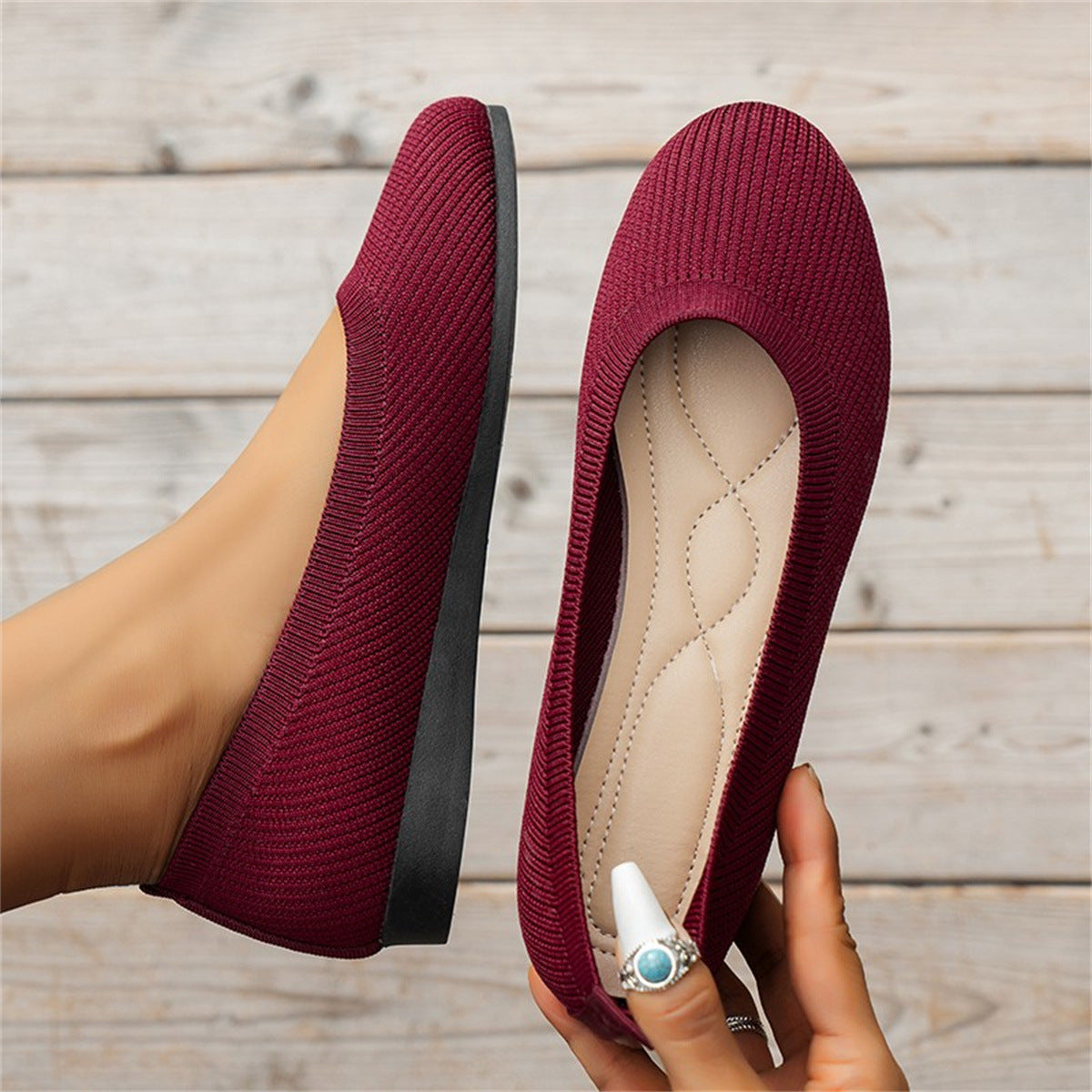 Arch-Support Ballet Flats – Ergonomic Round-Toe Slip-On Shoes