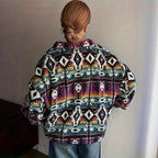 Colourful Ethnic Patterned Fleece Jacket